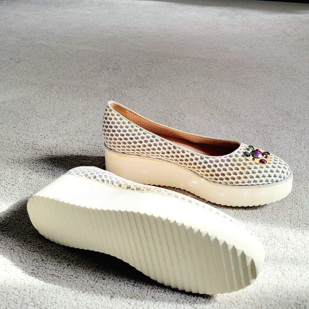 Pertini Silver Platform Shoes with Perforated Design Size EU 40 - Picture 4 of 12